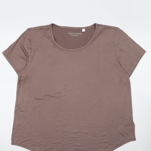 Carole Hochman Womens Brown Polyester Basic T-Shirt Size XL Round Neck