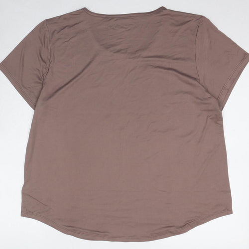 Carole Hochman Womens Brown Polyester Basic T-Shirt Size XL Round Neck