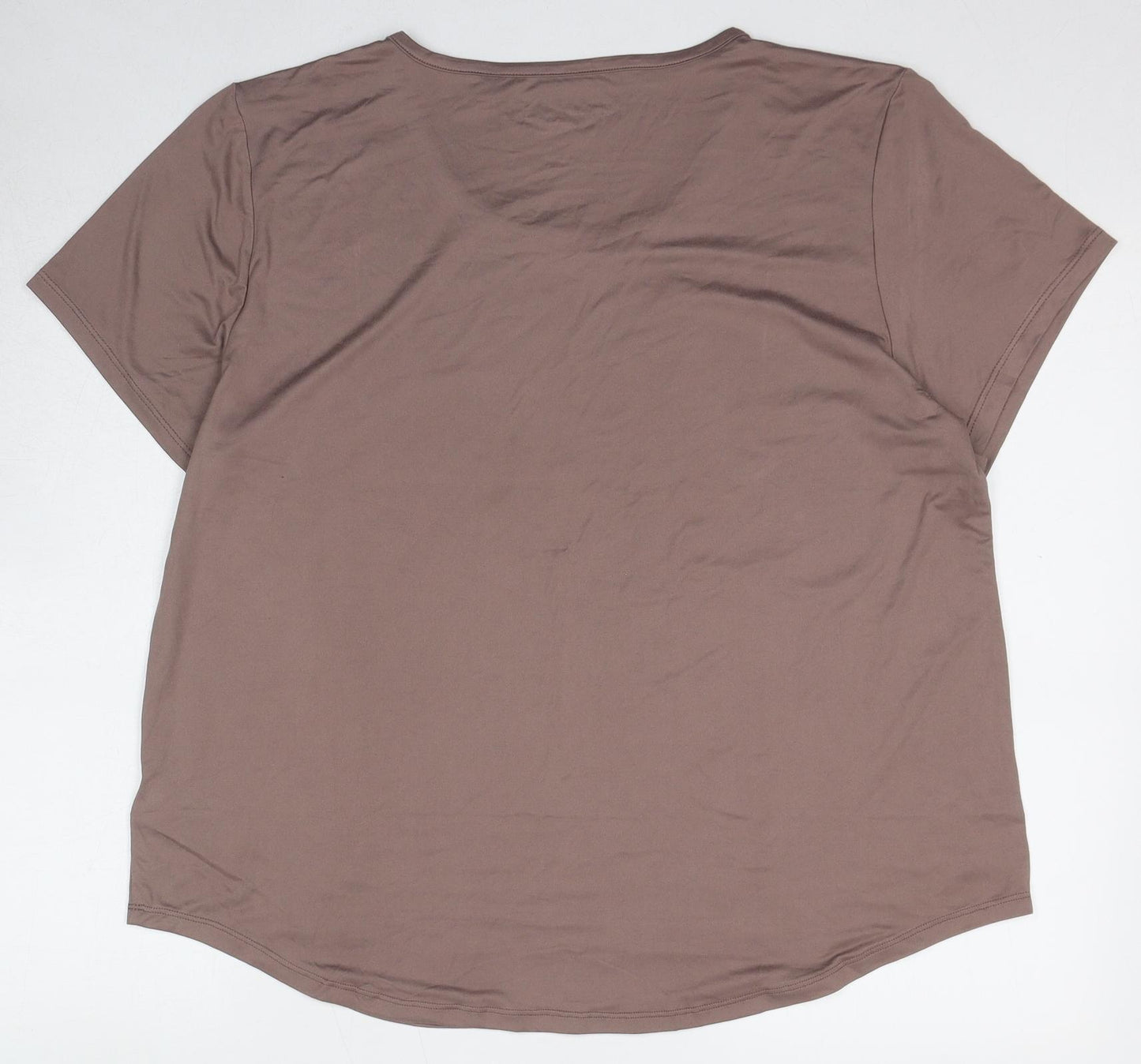 Carole Hochman Womens Brown Polyester Basic T-Shirt Size XL Round Neck