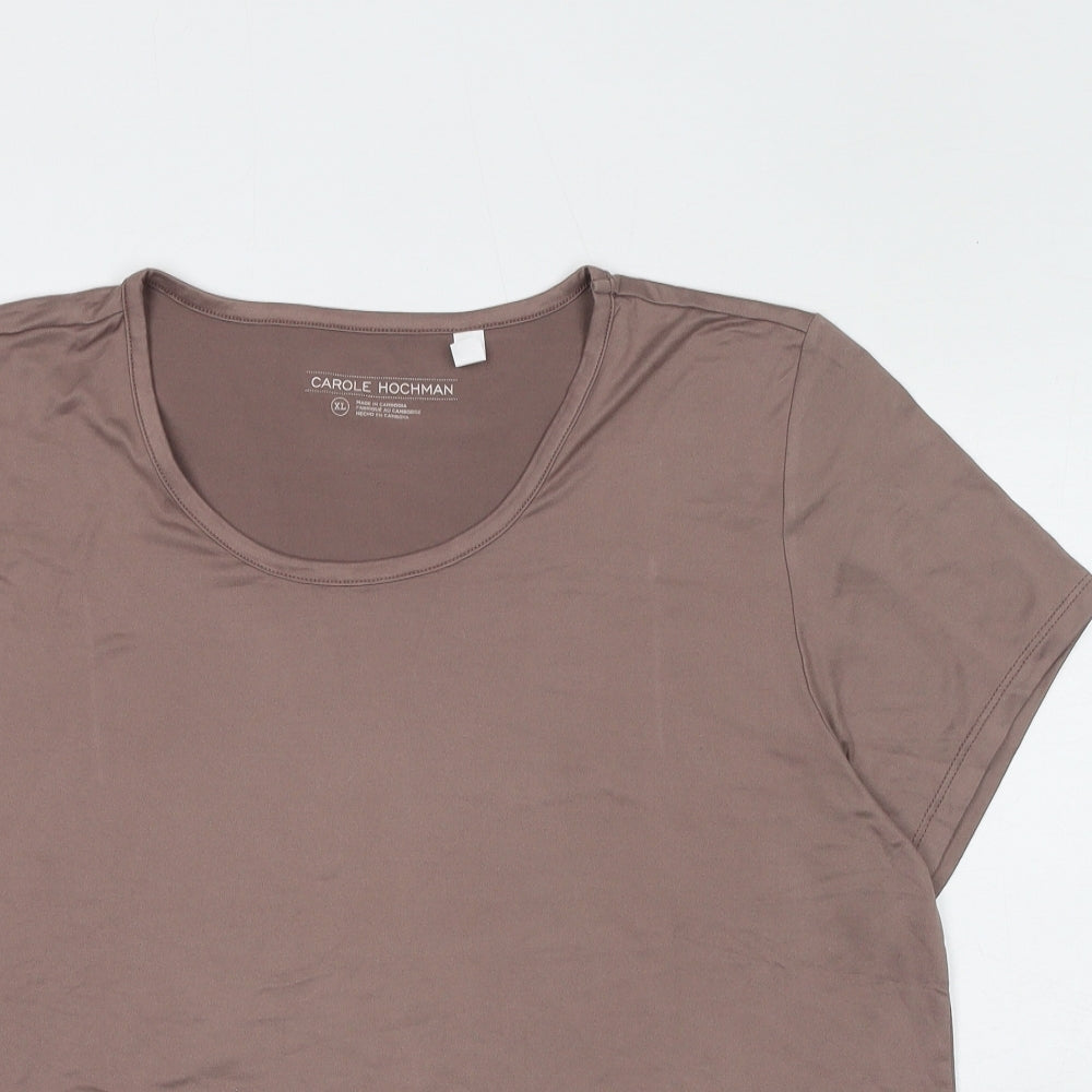 Carole Hochman Womens Brown Polyester Basic T-Shirt Size XL Round Neck