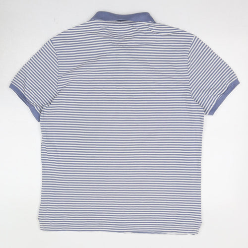 Gap Mens Blue Striped Cotton Polo Size L Collared Button