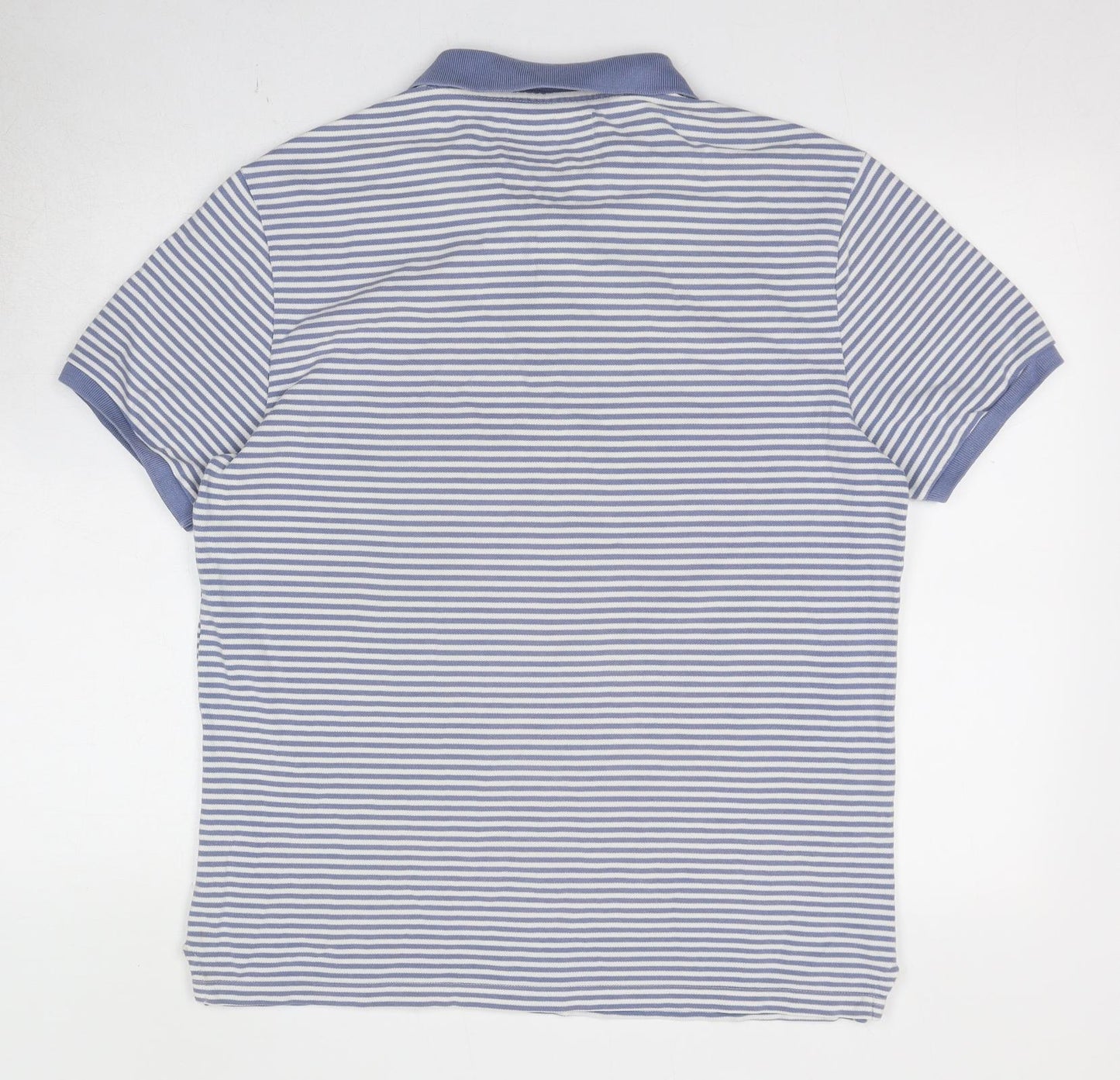Gap Mens Blue Striped Cotton Polo Size L Collared Button