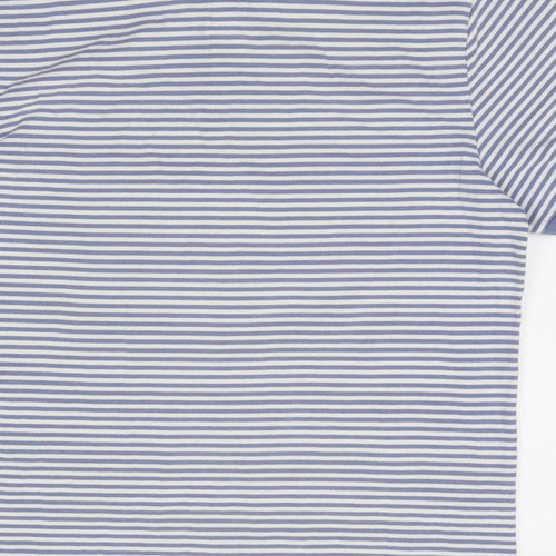 Gap Mens Blue Striped Cotton Polo Size L Collared Button