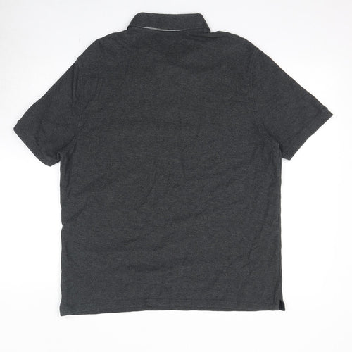 Marks and Spencer Mens Grey Cotton Polo Size XL Collared Button