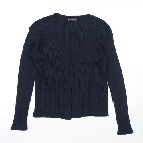 Marks and Spencer Womens Blue V-Neck Viscose Cardigan Jumper Size 10
