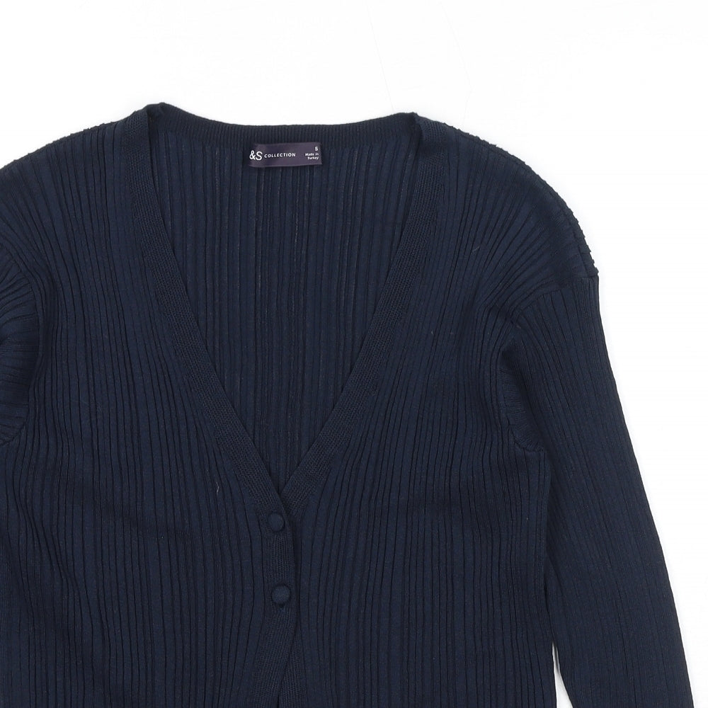 Marks and Spencer Womens Blue V-Neck Viscose Cardigan Jumper Size 10