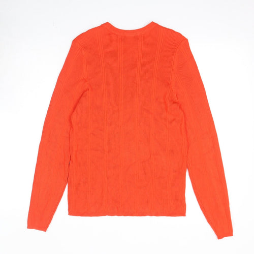 Marks and Spencer Womens Orange Round Neck Viscose Pullover Jumper Size 16