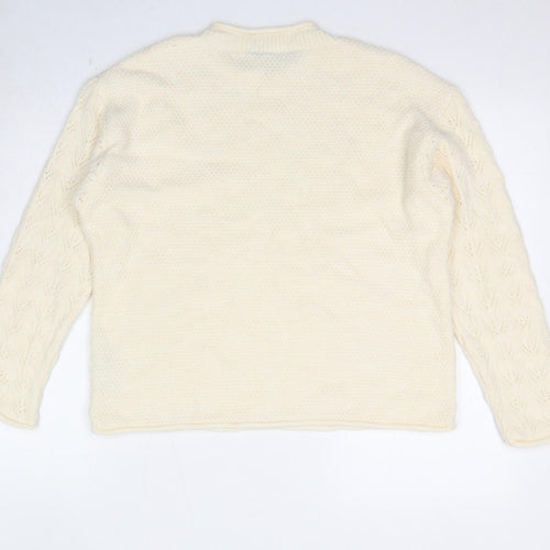 Marks and Spencer Womens Ivory Round Neck Acetate Pullover Jumper Size M