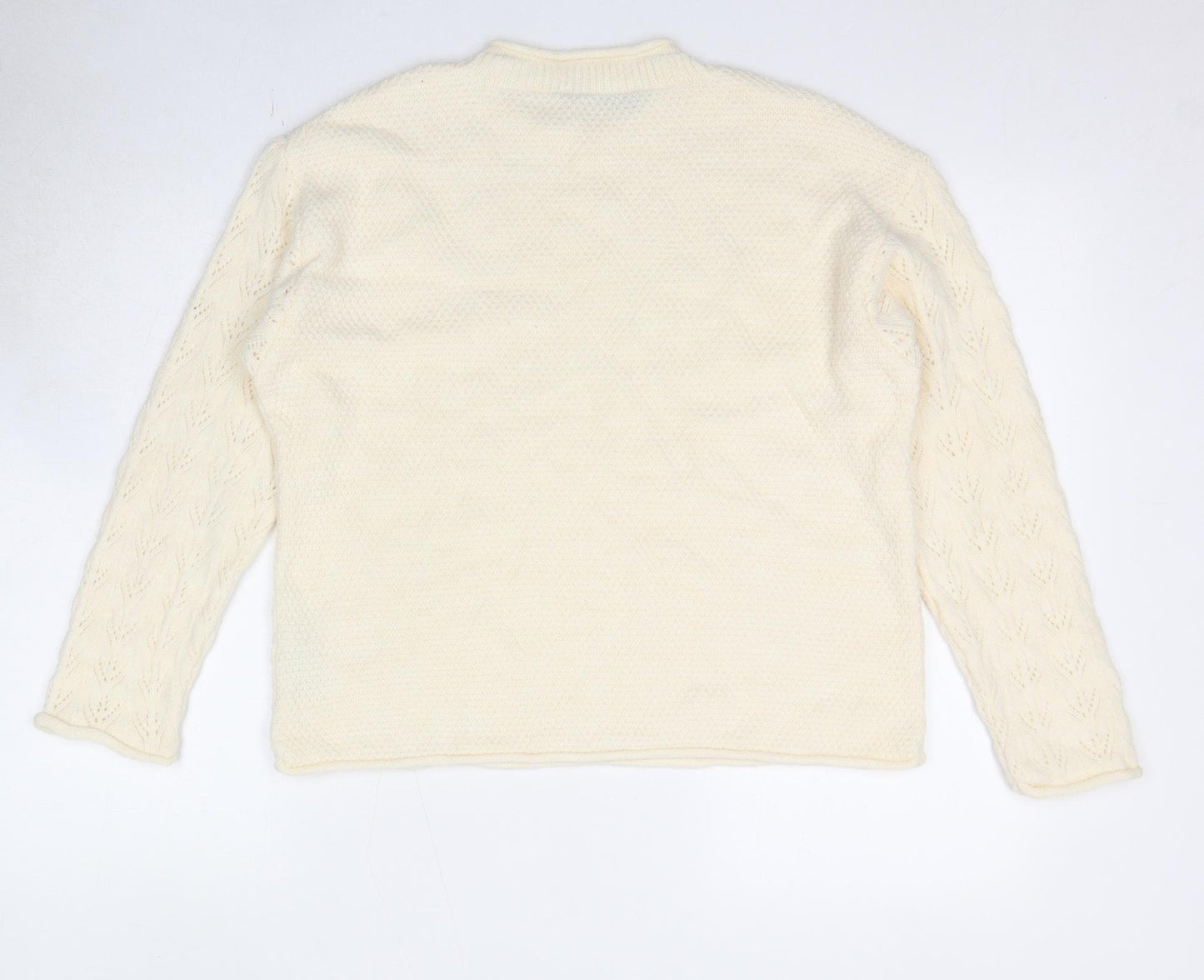 Marks and Spencer Womens Ivory Round Neck Acetate Pullover Jumper Size M