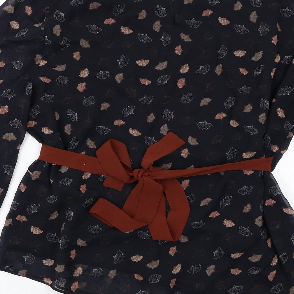 Linea Womens Blue Geometric Polyester Basic Blouse Size 18 Round Neck