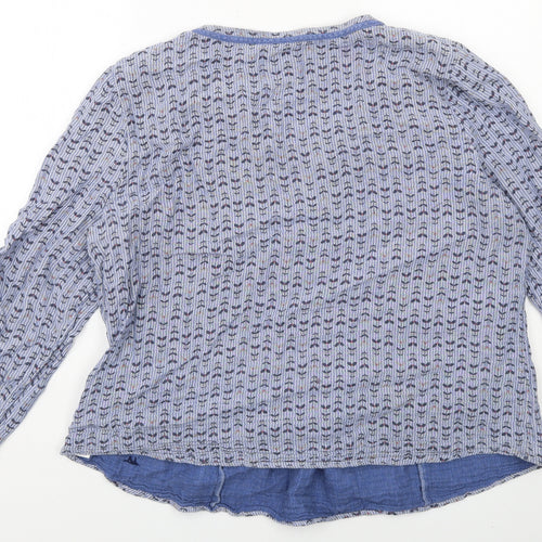 MANTARAY PRODUCTS Womens Blue Geometric Cotton Basic Blouse Size 20 V-Neck