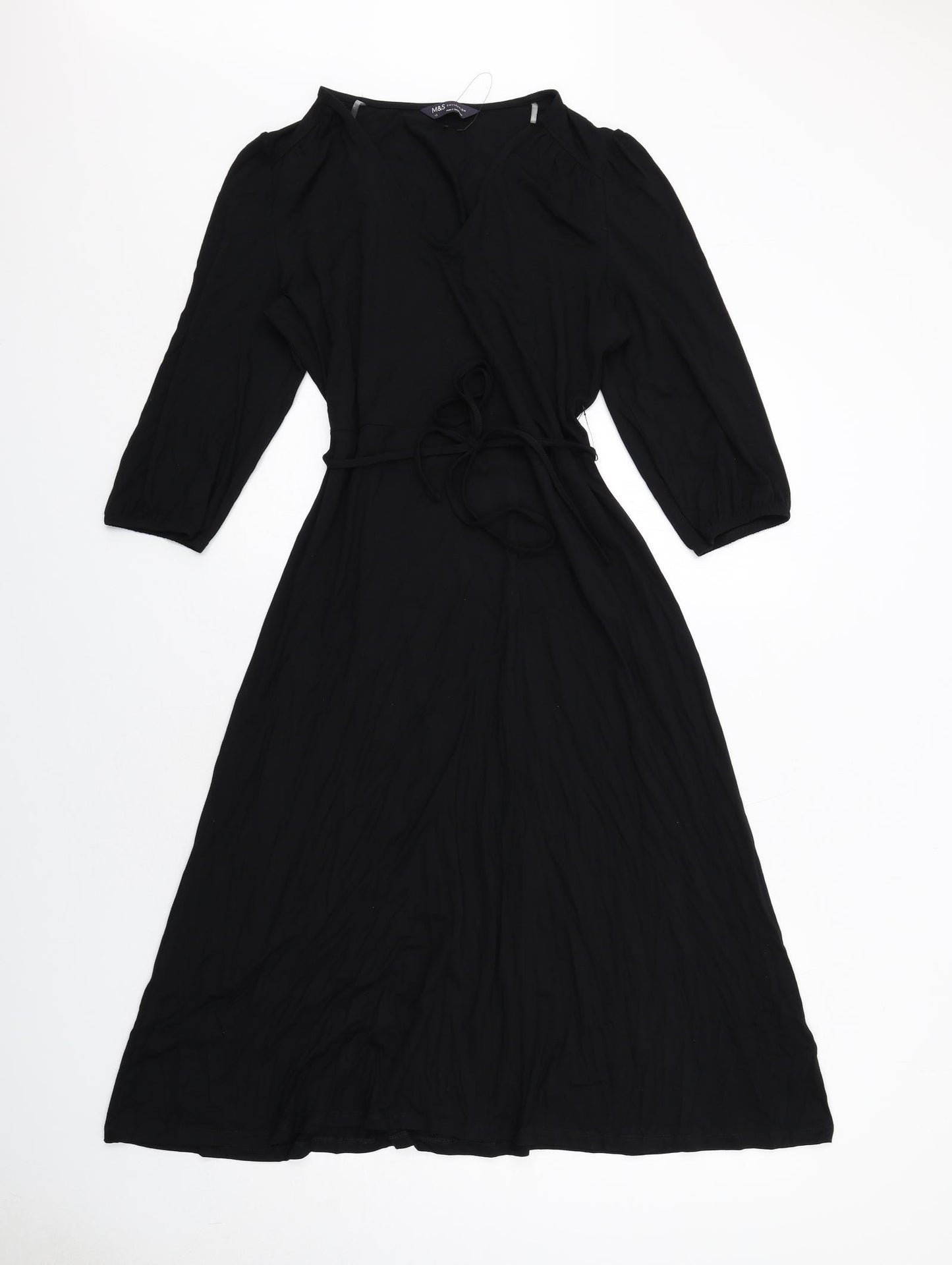 Marks and Spencer Womens Black Viscose Trapeze & Swing Size 12 V-Neck Pullover