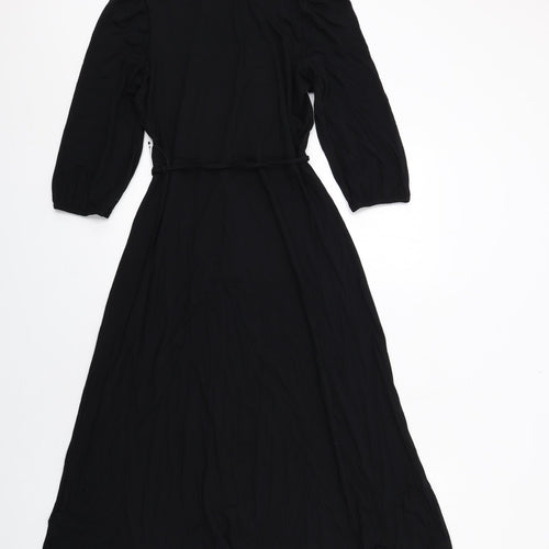 Marks and Spencer Womens Black Viscose Trapeze & Swing Size 12 V-Neck Pullover