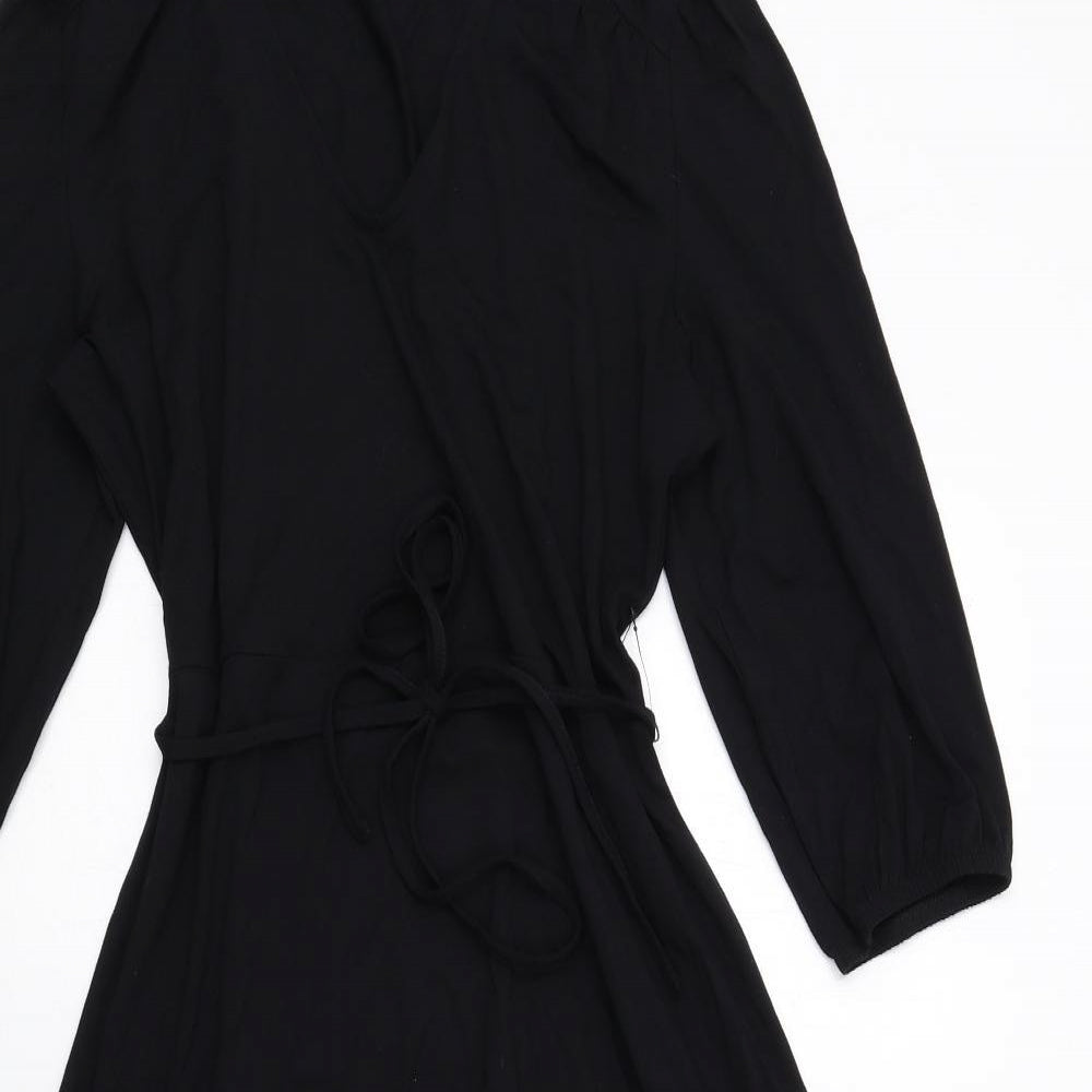 Marks and Spencer Womens Black Viscose Trapeze & Swing Size 12 V-Neck Pullover
