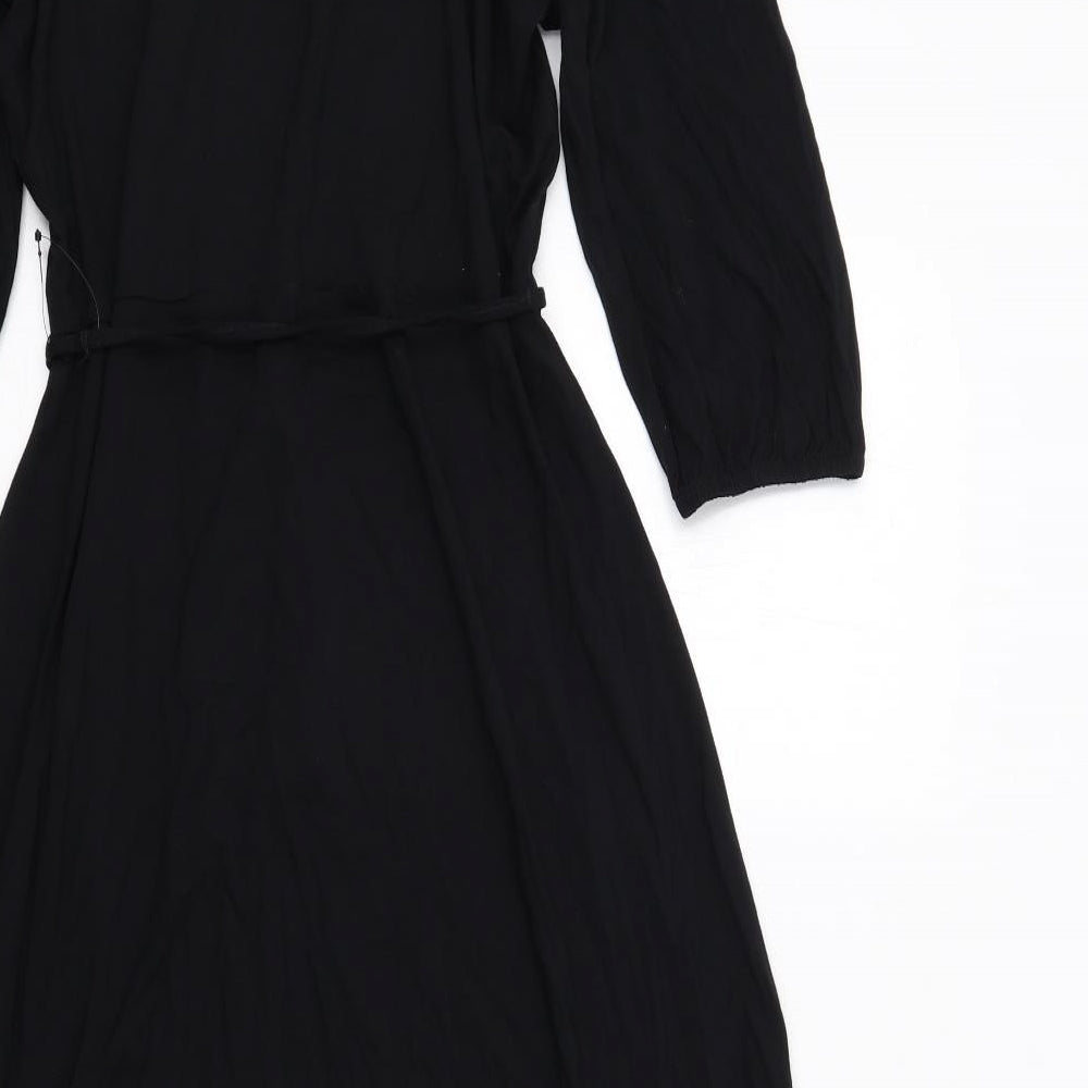 Marks and Spencer Womens Black Viscose Trapeze & Swing Size 12 V-Neck Pullover