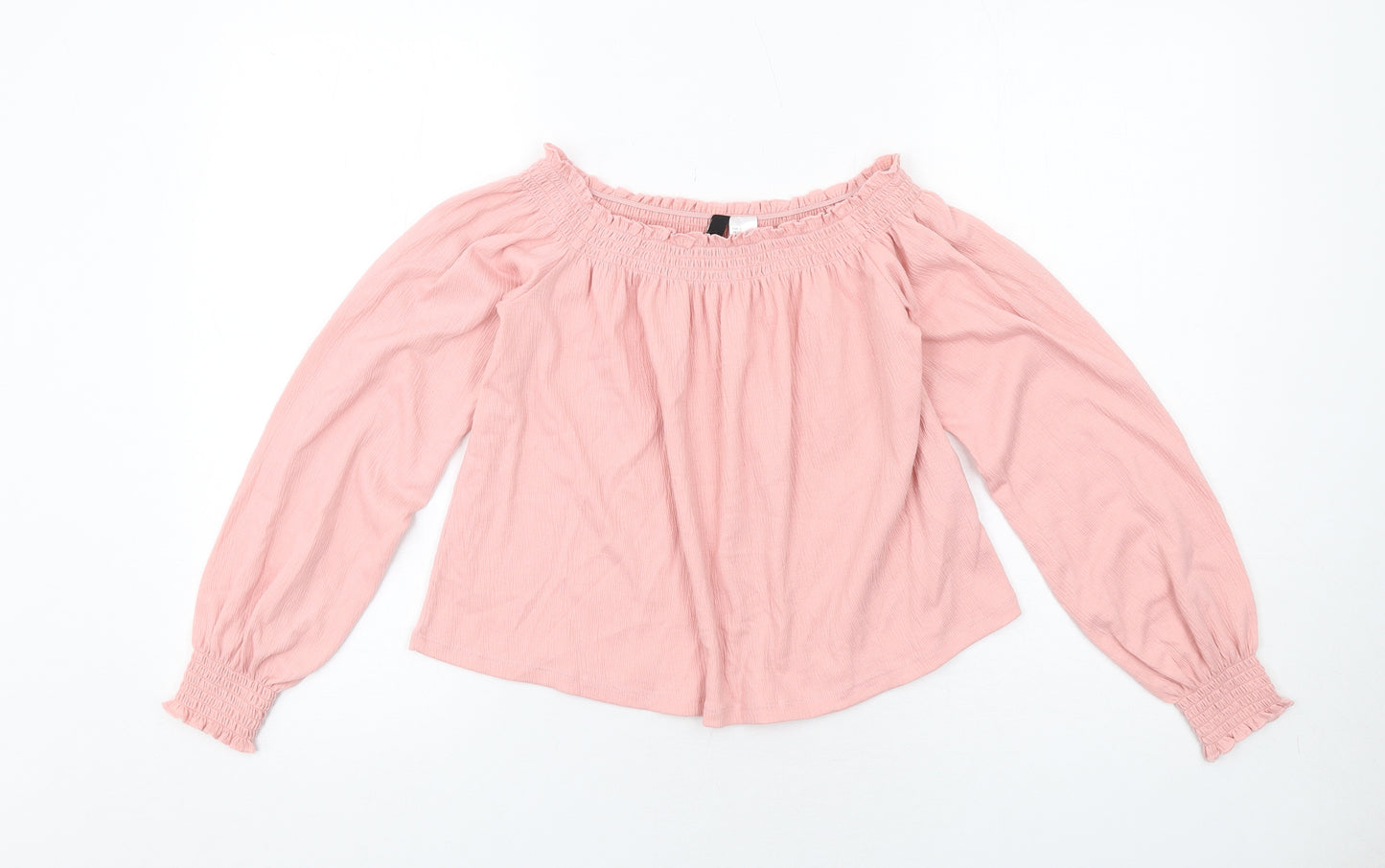 H&M Womens Pink Polyester Basic Blouse Size S Boat Neck