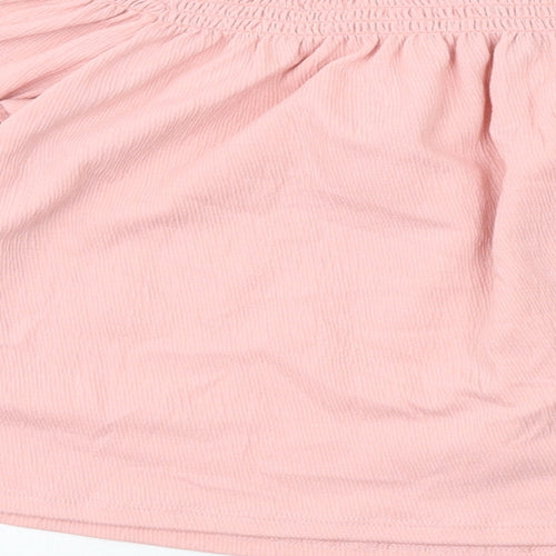 H&M Womens Pink Polyester Basic Blouse Size S Boat Neck
