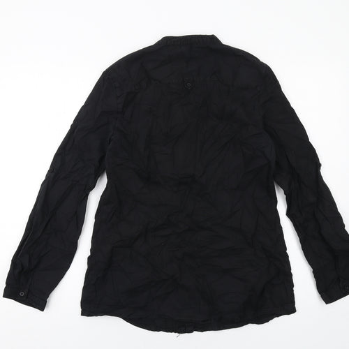 Bossini Womens Black Cotton Basic Button-Up Size M V-Neck