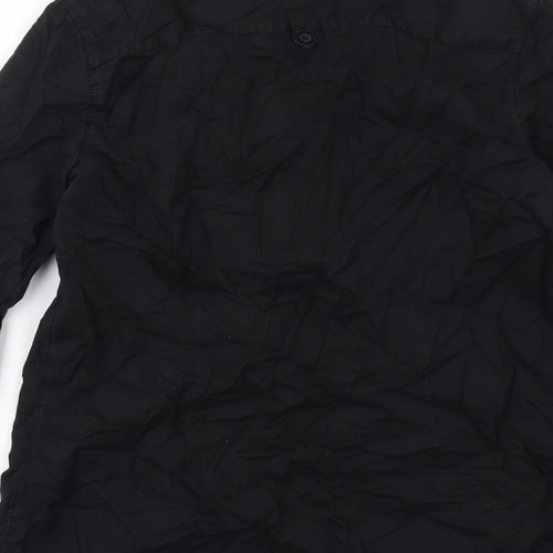 Bossini Womens Black Cotton Basic Button-Up Size M V-Neck