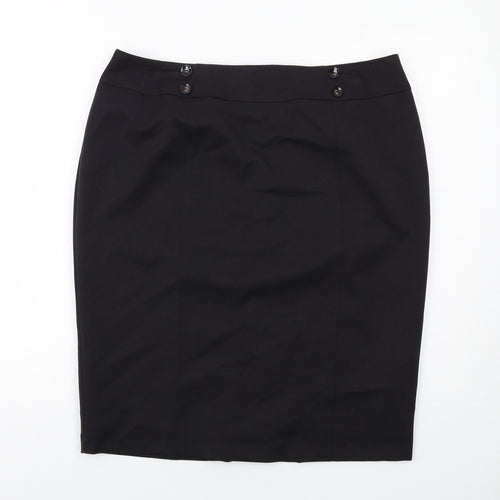 Bonmarché Womens Black Polyester Straight & Pencil Skirt Size 18 Zip