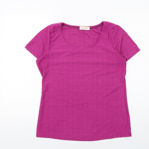 Per Una Womens Purple Polyester Basic T-Shirt Size 14 Round Neck