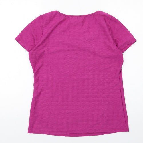 Per Una Womens Purple Polyester Basic T-Shirt Size 14 Round Neck