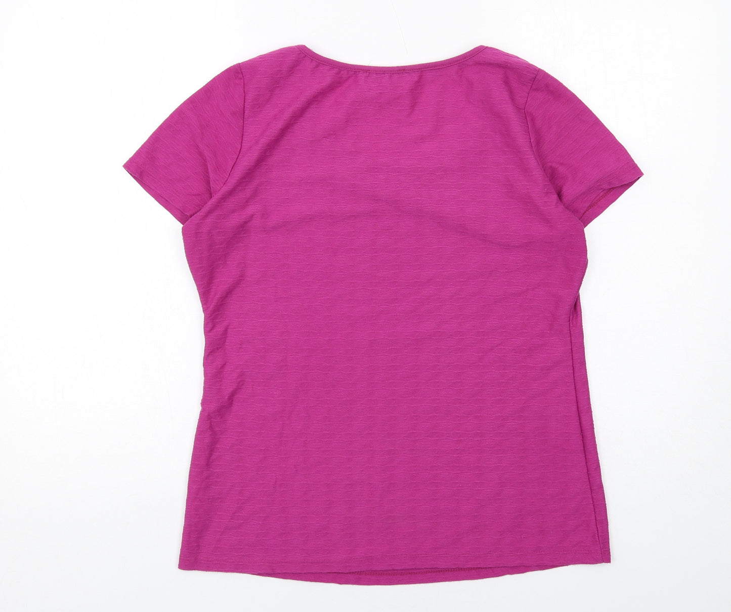 Per Una Womens Purple Polyester Basic T-Shirt Size 14 Round Neck