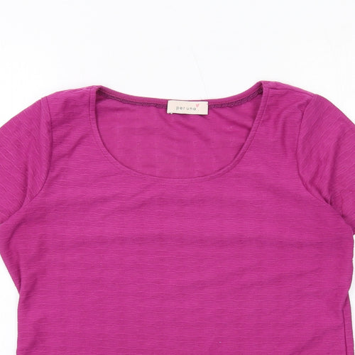 Per Una Womens Purple Polyester Basic T-Shirt Size 14 Round Neck