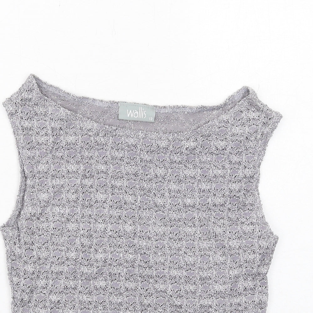 Wallis Womens Grey Polyamide Basic Tank Size 12 Boat Neck