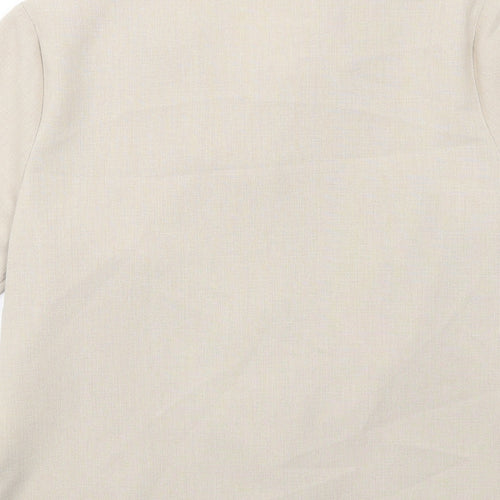 EWM Womens Beige Polyester Basic Button-Up Size 10 Collared