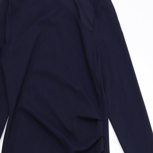 PRETTYLITTLETHING Womens Blue Polyester A-Line Size 14 V-Neck Pullover