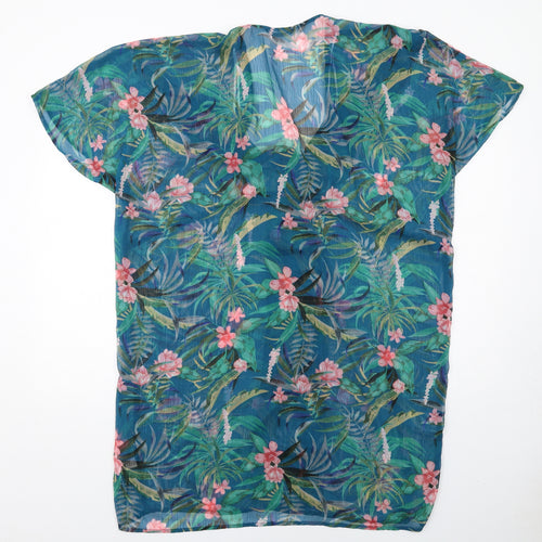 Marks and Spencer Womens Multicoloured Floral Polyester Cover Up Size XL Pullover - Tie Front