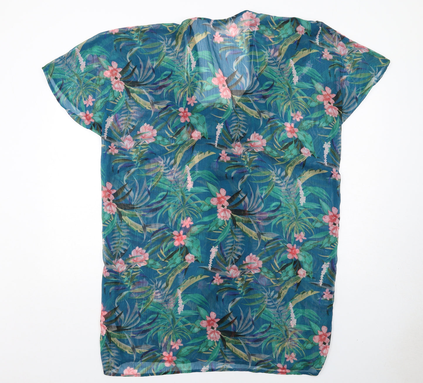 Marks and Spencer Womens Multicoloured Floral Polyester Cover Up Size XL Pullover - Tie Front