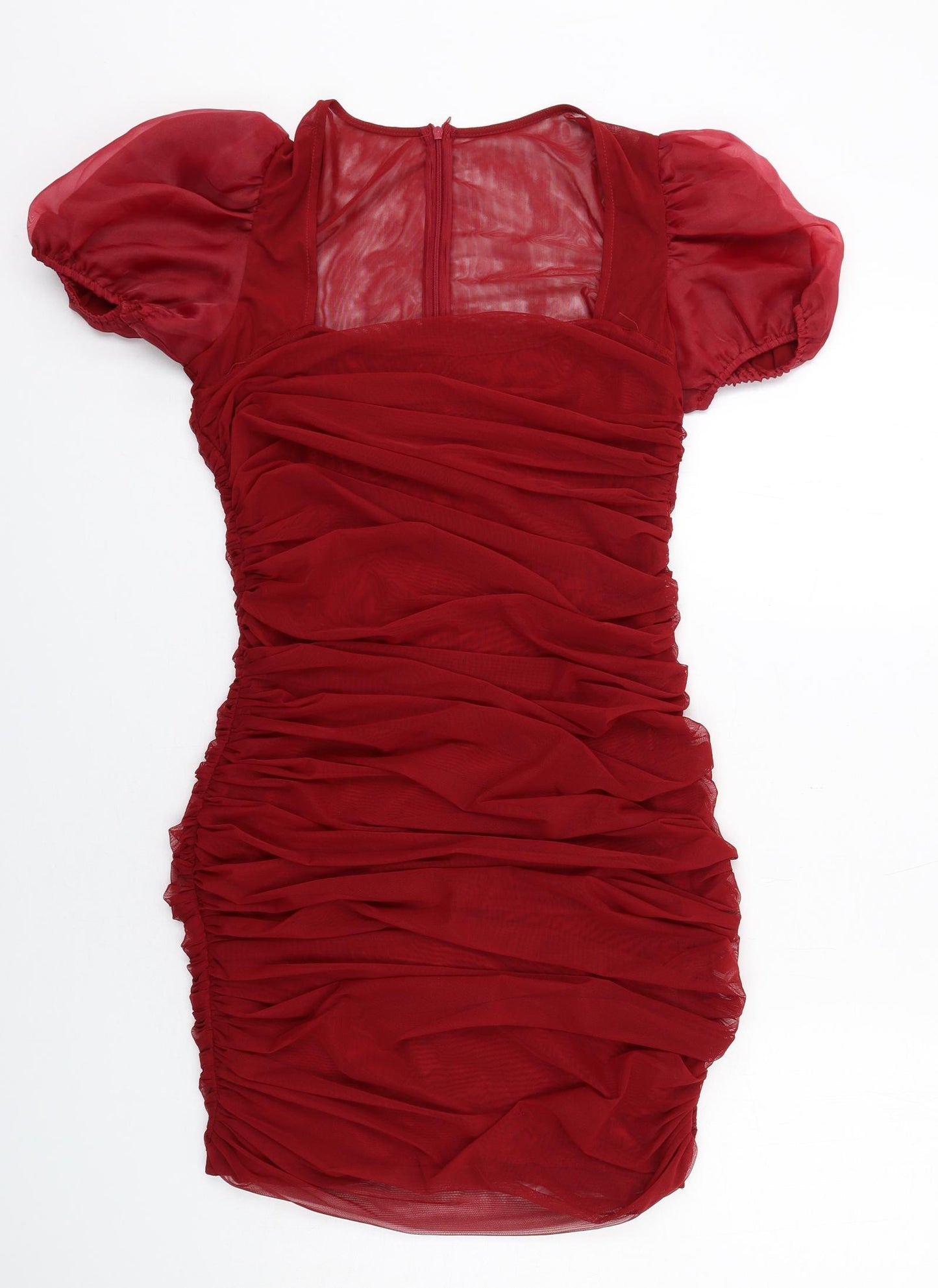 Missguided Womens Red Polyester Bodycon Size 12 Square Neck Zip