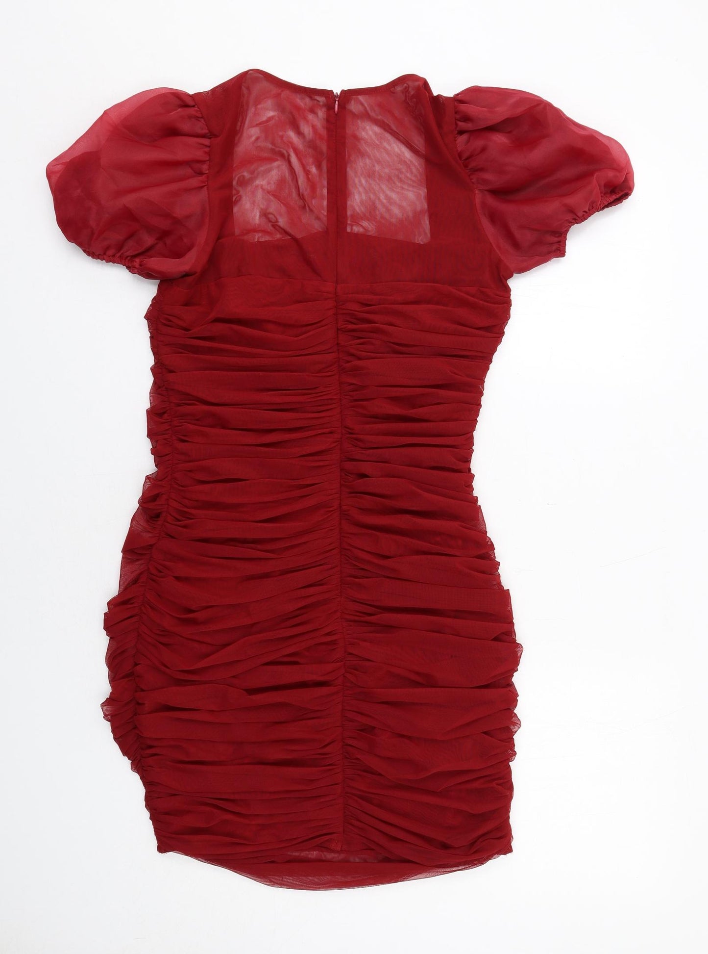 Missguided Womens Red Polyester Bodycon Size 12 Square Neck Zip