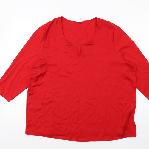 Gerry Weber Womens Red Polyester Basic T-Shirt Size 20 Scoop Neck