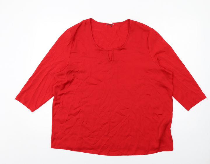 Gerry Weber Womens Red Polyester Basic T-Shirt Size 20 Scoop Neck