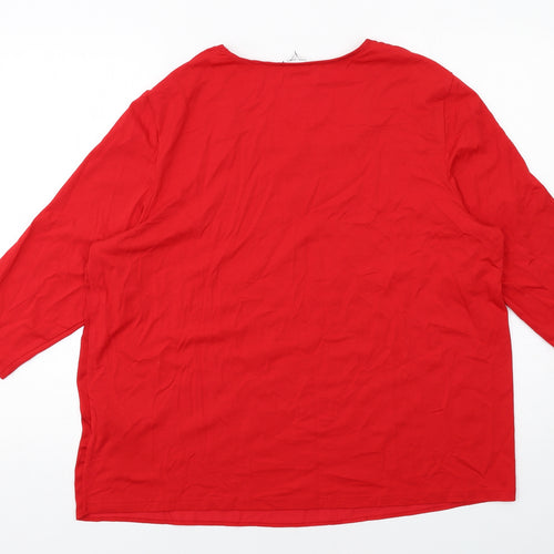 Gerry Weber Womens Red Polyester Basic T-Shirt Size 20 Scoop Neck