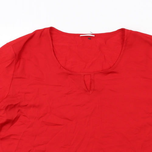 Gerry Weber Womens Red Polyester Basic T-Shirt Size 20 Scoop Neck