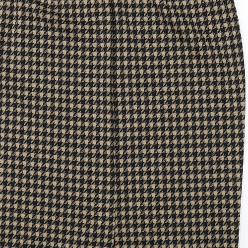 Marks and Spencer Womens Beige Geometric Polyester Straight & Pencil Skirt Size 16 - Houndstooth pattern