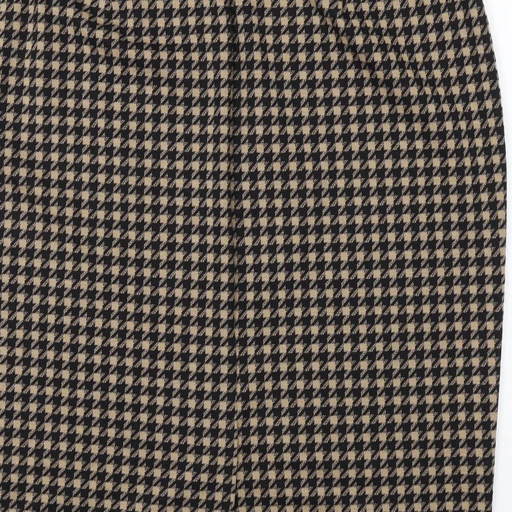 Marks and Spencer Womens Beige Geometric Polyester Straight & Pencil Skirt Size 16 - Houndstooth pattern