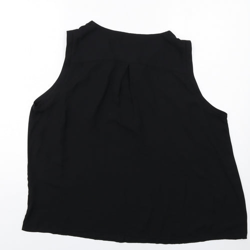 Marks and Spencer Womens Black Polyester Basic Blouse Size 20 Boat Neck - Pleat Front Detail