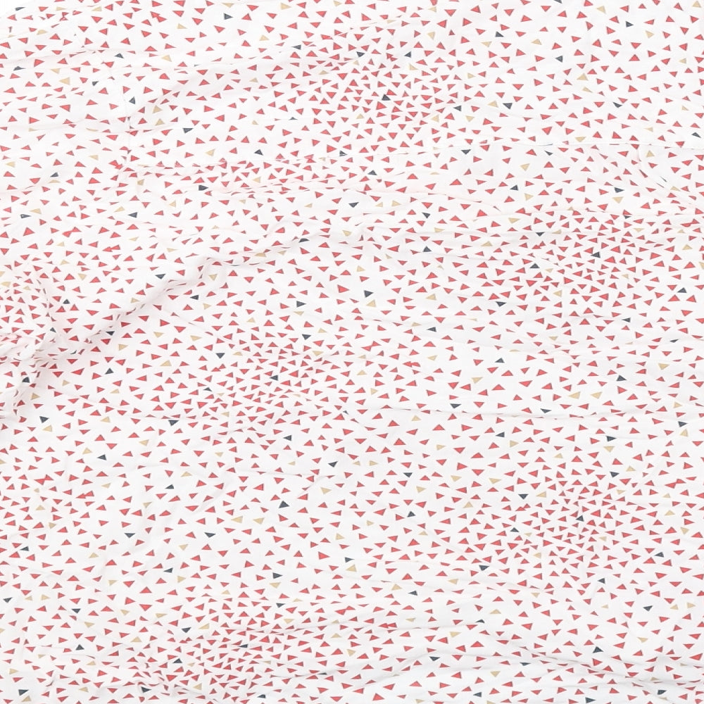 Crew Clothing Womens White Geometric Viscose Basic Blouse Size 16 V-Neck