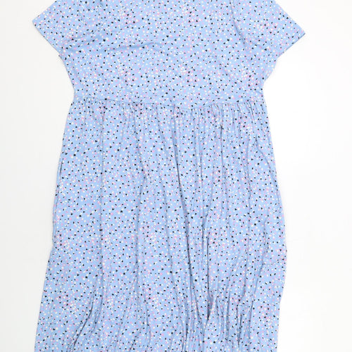 Simply Be Womens Blue Geometric Polyester T-Shirt Dress Size 20 Round Neck Pullover