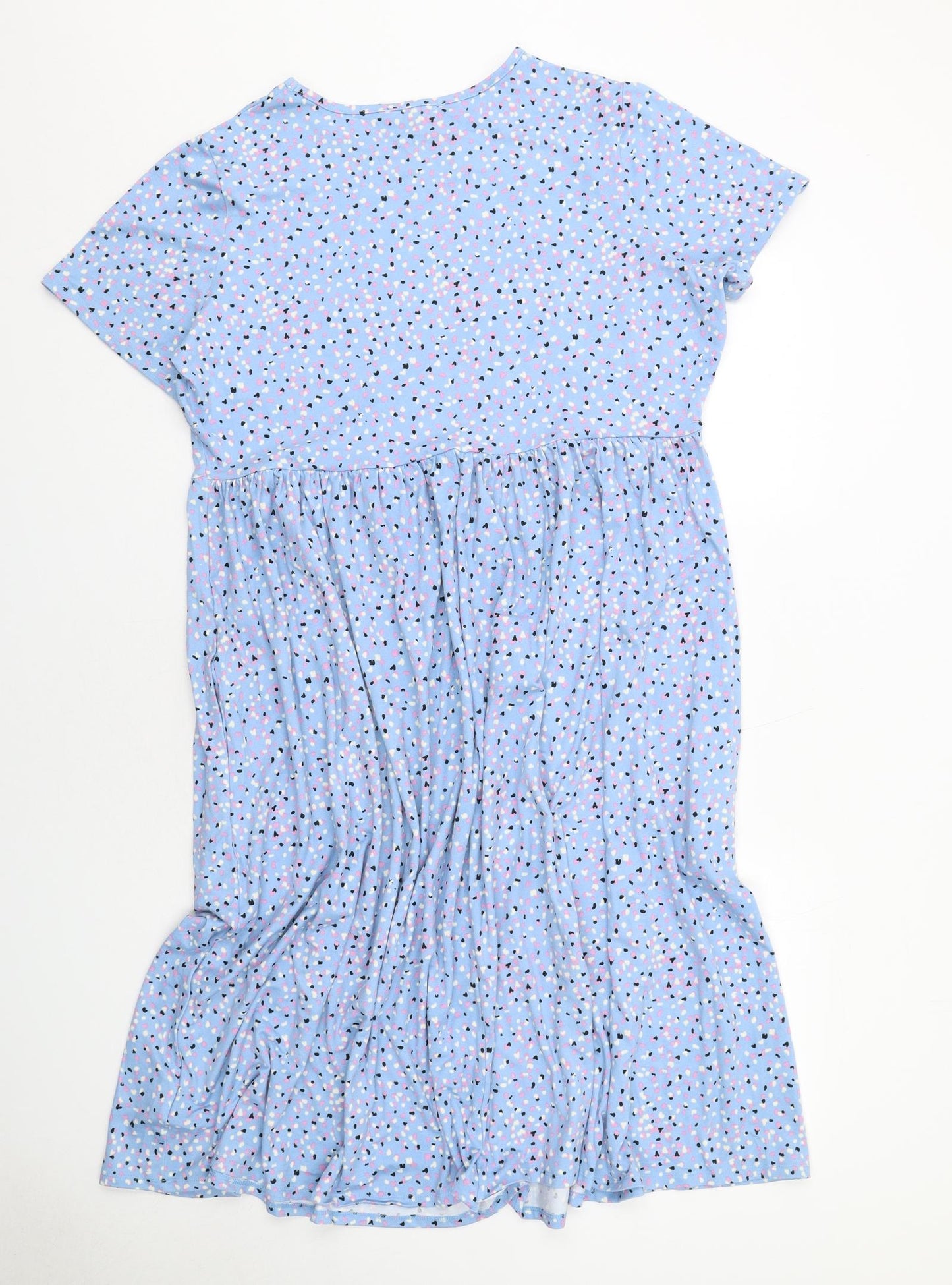 Simply Be Womens Blue Geometric Polyester T-Shirt Dress Size 20 Round Neck Pullover