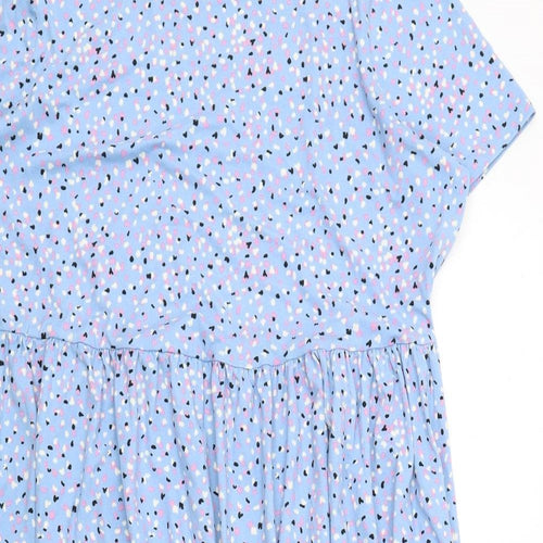 Simply Be Womens Blue Geometric Polyester T-Shirt Dress Size 20 Round Neck Pullover
