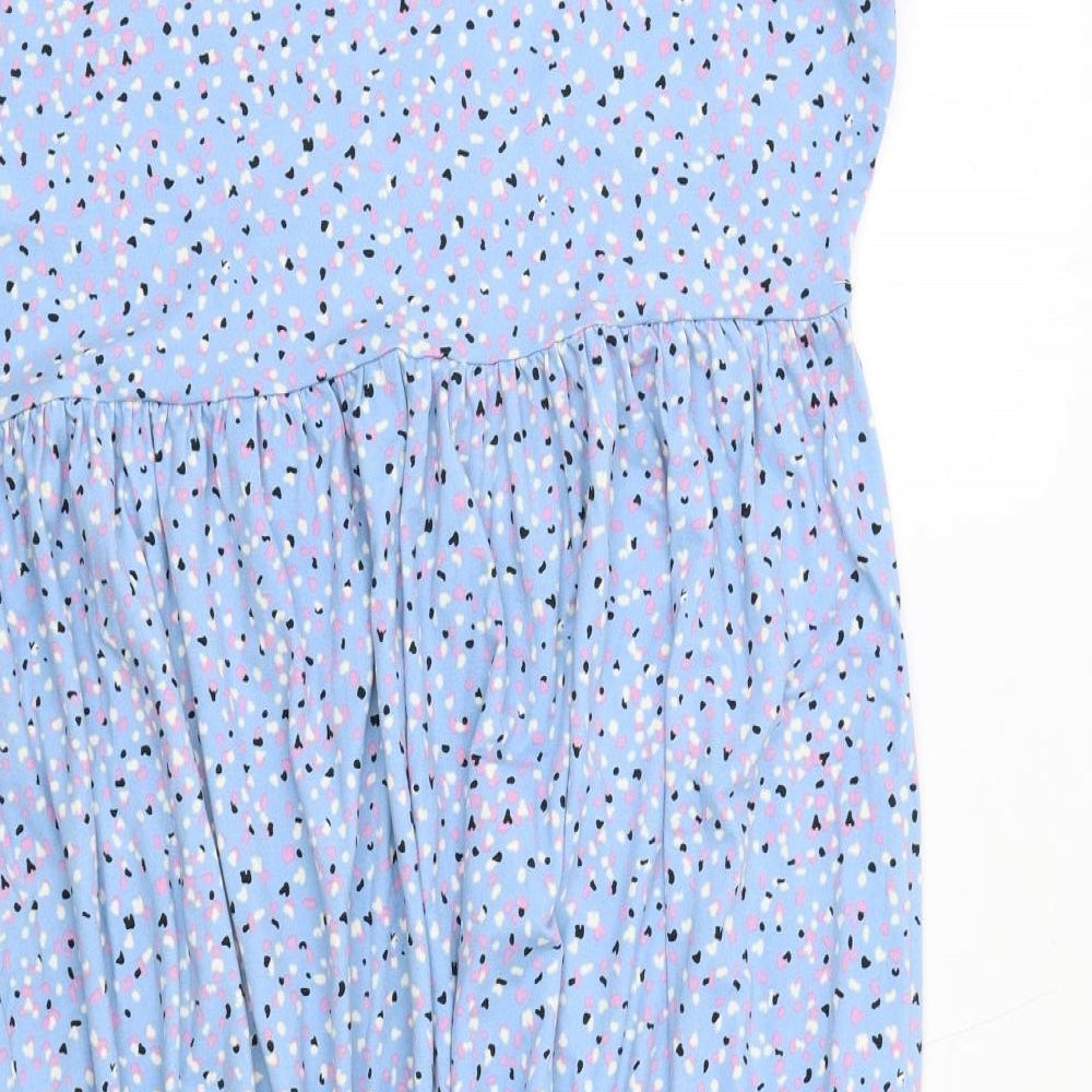 Simply Be Womens Blue Geometric Polyester T-Shirt Dress Size 20 Round Neck Pullover
