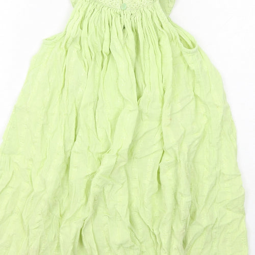 Monsoon Girls Green Cotton Pullover Tank Size 7-8 Years Round Neck Button
