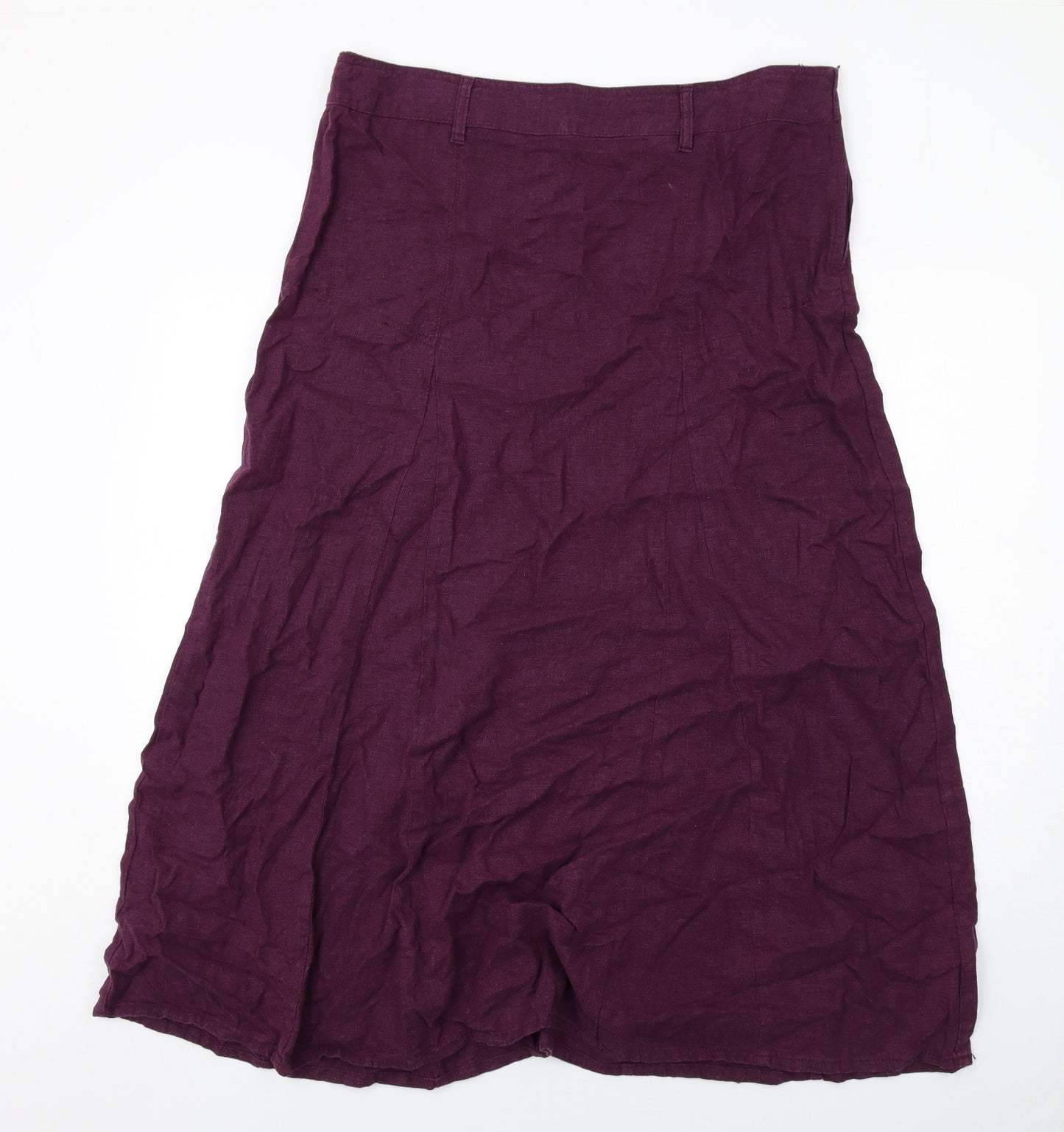 NEXT Womens Purple Linen A-Line Skirt Size 16 Zip