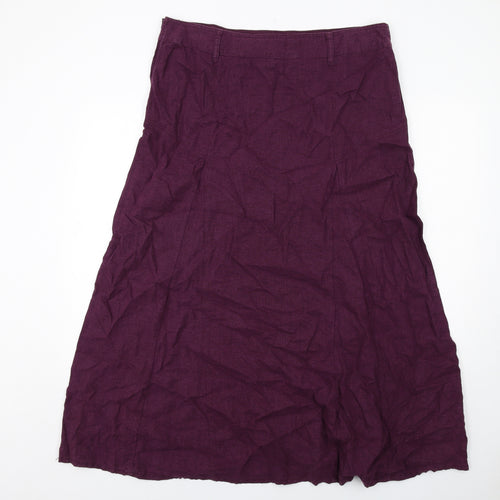 NEXT Womens Purple Linen A-Line Skirt Size 16 Zip
